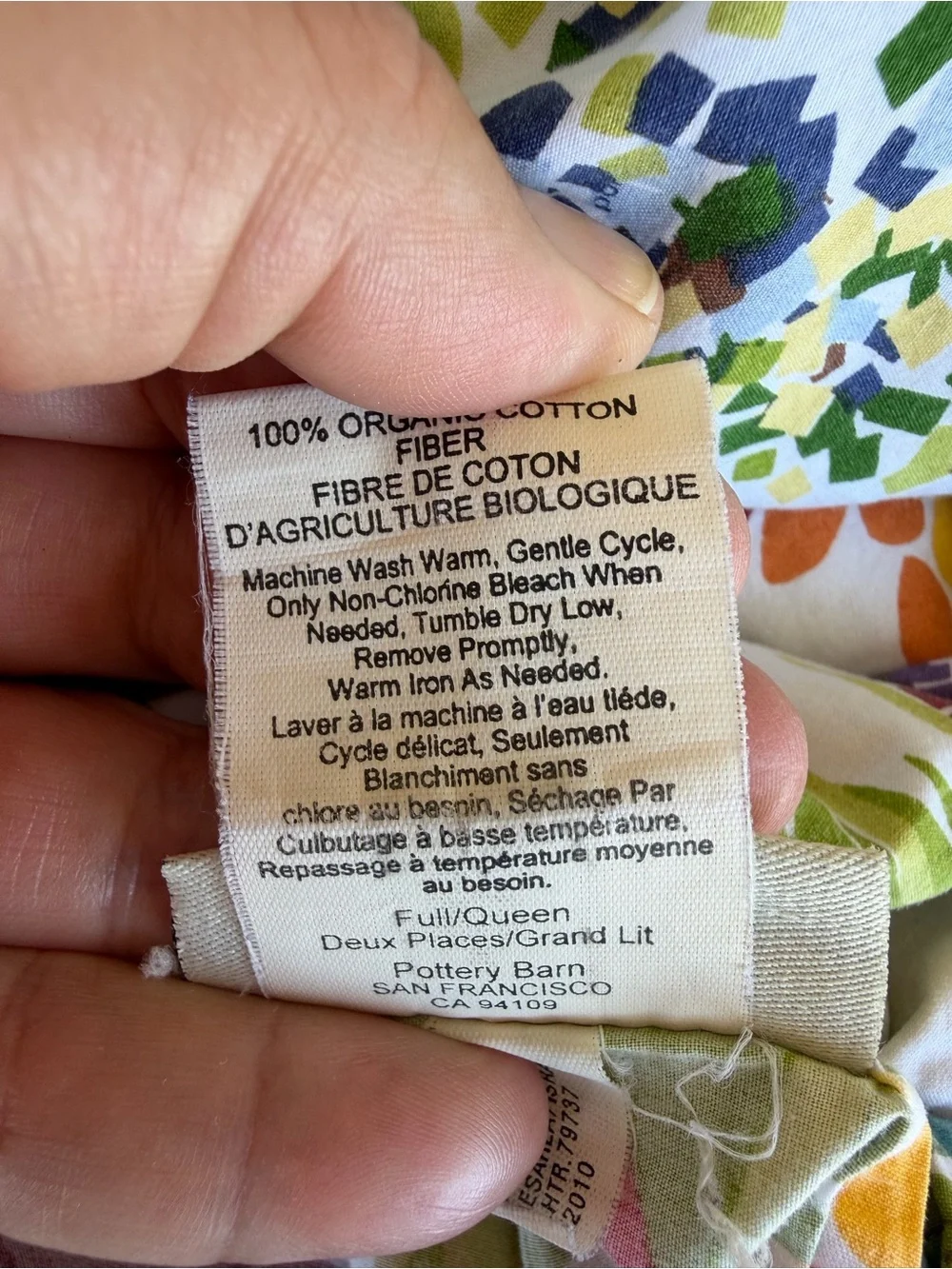 Pottery Barn Woodland Trees Paint by Number Organic Cotton Duvet Cover F/Q GUC